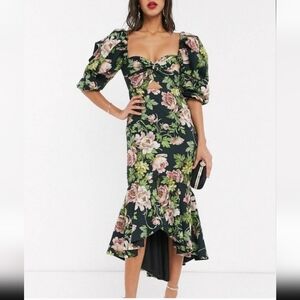 Floral Puff Sleeve Floral Dress